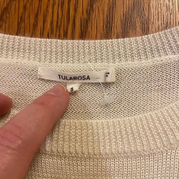 Revolve Tularosa Quinn Ruffle Sweater in Cream Wool Blend Small - Picture 3 of 4